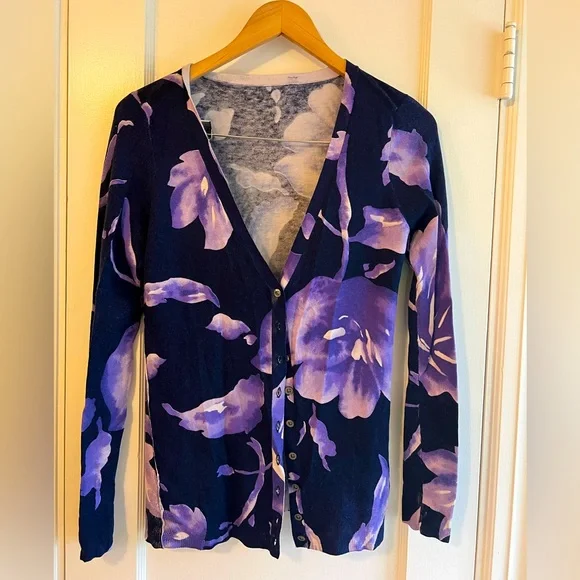 martin osa sweater Cardigan Size S Floral Purple Multi Colored - Picture 1 of 5